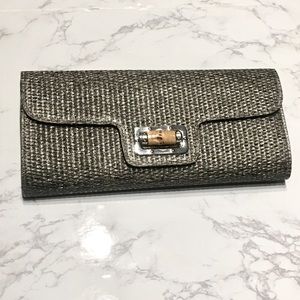 Woven Silver and Bamboo Clutch